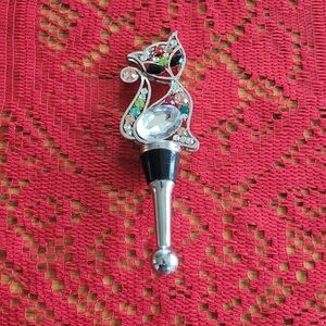 Unique Kitty Cat Purr-fect Colorful Cute Rhinestone Steel Wine Bottle Stopper